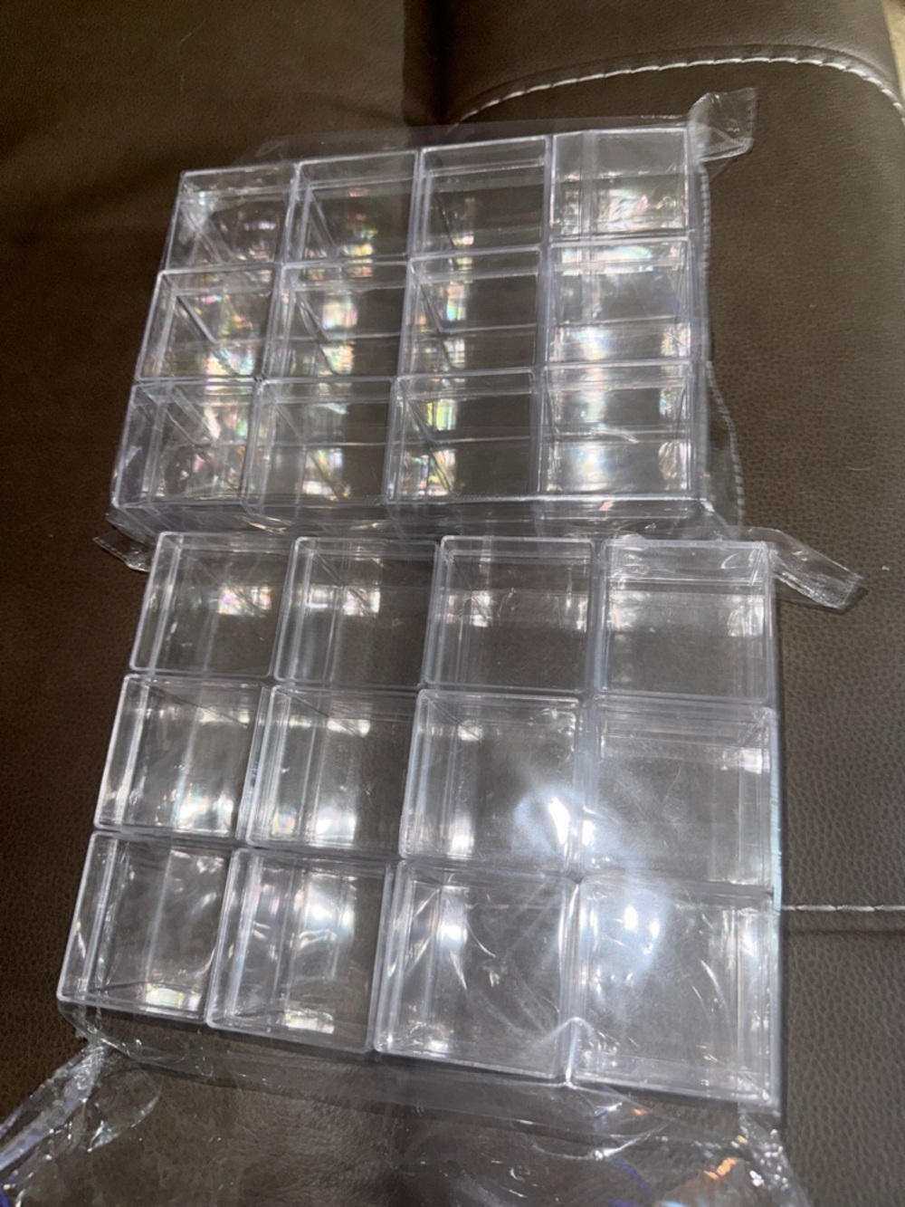 24 piece clear plastic storage containers 2”x2”x2”